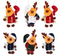 Christmas Concepts® Pack Of 6-4" (10cm) Angela's Sparkle Fabric Hanging Reindeer Christmas Tree Decoration