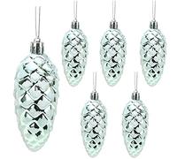 Christmas Concepts® Pack of 6-90mm (3.6") Shiny & Glitter Decorated Pine Cone Baubles - Christmas Tree Decorations (Mint Green)