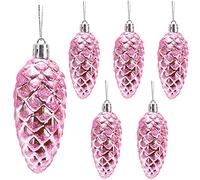 Christmas Concepts® Pack of 6-90mm Pine Cone Baubles - Shiny and Glitter Decorated - Luxury Christmas Decorations (Baby Pink)
