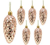Christmas Concepts® Pack of 6-90mm Pine Cone Baubles - Shiny and Glitter Decorated - Luxury Christmas Decorations (Rose Gold)