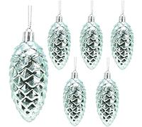Christmas Concepts® Pack of 6-90mm Pine Cone Baubles - Shiny and Glitter Decorated - Luxury Christmas Decorations (Mint Green)