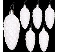 Christmas Concepts® Pack of 6-90mm Pine Cone Baubles - Shiny and Glitter Decorated - Luxury Christmas Decorations (White)