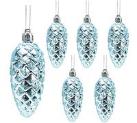 Christmas Concepts® Pack of 6-90mm Pine Cone Baubles - Shiny and Glitter Decorated - Luxury Christmas Decorations (Ice Blue)