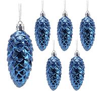 Christmas Concepts® Pack of 6-90mm Pine Cone Baubles - Shiny and Glitter Decorated - Luxury Christmas Decorations (Midnight Blue)