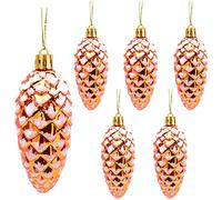 Christmas Concepts® Pack of 6-90mm Shiny & Glitter Decorated Pine Cone Baubles - Christmas Tree Decorations (Copper)