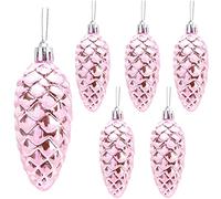 Christmas Concepts® Pack of 6-90mm Shiny & Glitter Decorated Pine Cone Baubles - Christmas Tree Decorations (Baby Pink)