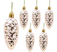 Christmas Concepts® Pack of 6-90mm Shiny & Glitter Decorated Pine Cone Baubles - Christmas Tree Decorations (Rose Gold)