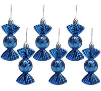 Christmas Concepts® Pack of 6-90mm Sweet Shaped Baubles - Shiny & Glitter Decorated - Christmas Tree Decorations (Midnight Blue)
