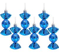 Christmas Concepts® Pack of 6-90mm Sweet Shaped Baubles - Shiny & Glitter Decorated - Christmas Tree Decorations (Royal Blue)