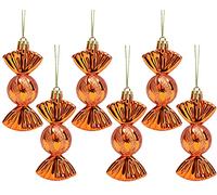 Christmas Concepts® Pack of 6-90mm Sweet Shaped Baubles - Shiny & Glitter Decorated - Christmas Tree Decorations (Copper)