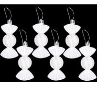 Christmas Concepts® Pack of 6-90mm Sweet Shaped Baubles - Shiny & Glitter Decorated - Christmas Tree Decorations (White)