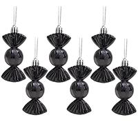 Christmas Concepts® Pack of 6-90mm Sweet Shaped Baubles - Shiny & Glitter Decorated - Christmas Tree Decorations (Black)