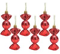 Christmas Concepts® Pack of 6-90mm Sweet Shaped Baubles - Shiny & Glitter Decorated - Christmas Tree Decorations (Red)