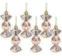 Christmas Concepts® Pack of 6-90mm Sweet Shaped Baubles - Shiny & Glitter Decorated - Christmas Tree Decorations (Rose Gold)