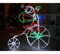 Christmas Concepts® Rope Light Santa On Bicycle with Flashing Wheel - 85cm x 103cm - Multi Coloured LED Lights