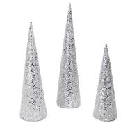 Christmas Concepts® Set of 3 PVC Christmas Cone Trees Decorations With Sequins And Beads (Silver)