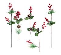 Christmas Cone Berry Pick Decoration Varied Design 58Cm Red, Green X 1 Pick