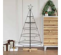 Christmas Cone Tree 126cm Black Steel & Solid Pine Modern Minimalist Decor Hall