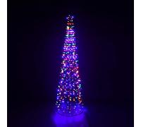 CHRISTMAS CONE TREE DECORATION LED LIGHTS STAR TOPPER XMAS INDOOR & OUTDOOR (5ft, Multicoloured)