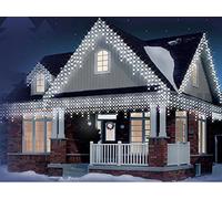 Christmas Connectable Icicle String Lights Outdoor Waterproof with 8 Multi-Function, Timer & Memory (Bright White, 15m)