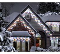 Christmas Connectable Icicle string Lights Outdoor Waterproof with 8 Multi-Function, Timer & Memory (Multi-Coloured, 20m)