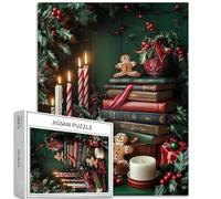 Christmas Cookbook Nook 1000 Piece Jigsaw Puzzles for Adults Gingerbread Man Ornament Art Jigsaw Puzzle Colorful DIY Puzzles for Home Decoration Gifts Family Puzzle Perfect for Game Nights 50×70cm