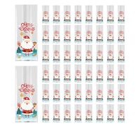 Christmas Cookie Bag - Homemade Wraps, Winter Candy Packaging, 50X Santa Snowman Pattern Treat Bags | For Holiday Party Table Displays, Family Baking Gift Exchanges, Seasonal Festival Dessert Wrapping