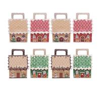 Christmas Cookie Box | 8 Piece Seasonal Gift Packaging with Handles | Christmas Gift Boxes - For Snacks, Desserts, Favors, Cookies, Home, Office, Party, Gathering Centerpieces