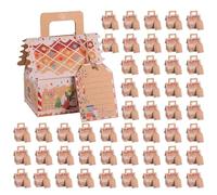 Christmas Cookie Boxes - 3.15x2.36x4.92 inch Treat Boxes | 50-Pack Holiday Baking Gift Boxęs with Ropes and Tags - Santa Claus & Gingerbread Design for Cookies Candy Chocolate Favors