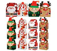 Christmas Cookie Boxes, Christmas Treat Boxes, 3D Xmas House Cardboard Box Goodie Gift Boxes with Handle for Cookies, Candies, Truffles and Fudges, 12 Pieces for Gift Giving