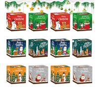 Christmas Cookie Boxes - Pack of 12 with 3D Container for Sweets and Candy Bags - Gift Box for Desserts | Paper Containers for Baking, Candy & Party Favors -