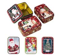 Christmas Cookie Boxes with Lids, Christmas Biscuit Box | 6X Metal Card Holder Decoration - Cookie Holder Containers, Small Rectangular Tin Boxes for Adults and Fr