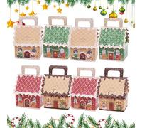 Christmas Cookie Containers - 8 Piece Seasonal Treat Set with Handle, Perfect for Desserts, Pastries, Candy, Snacks, Party Gifts, Gatherings, Home, Burea
