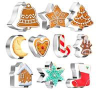 Christmas Cookie Cutter Set - 10Pcs 3'' Stainless Steel Christmas Holiday Cookie Molds Christmas Biscuit Cutters, Snowflake, Christmas Tree, Candy Cane