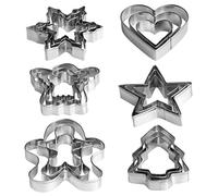 Christmas Cookie Cutter Set - 18 Piece Gingerbread Man, Snowflake, Tree, Heart, Star, Angel Shapes for Holiday Winter Baking