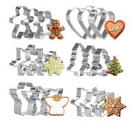 Christmas Cookie Cutter Set - 18Pcs Various Sizes Stainless Steel Christmas Holiday Cookie Molds Christmas Biscuit Cutters - Gingerbread Man Snowflake, Christmas Tree, Heart, Star, Angel