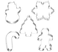 Christmas Cookie Cutter Set, 5 Pcs Holiday Cookie Molds- Snowman, Christmas Tree, Gingerbread Man, Snowflake, Candy Cane - Cookie Cutters for Biscuit, Fondant, Cake Decoration