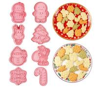 Christmas Cookie Cutter Set,8Pcs 3D Christmas Biscuit Cutters Christmas Tree Gingerbread Man Snowman Snowflake Santa Reindeer Christmas Cutters for Baking for Cookie Baking Christmas Decorations