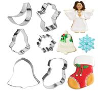 Christmas Cookie Cutters 6 Pieces Holiday Bread Baking Mold | Cookie Cutters Variety Pack for Vegetable Fruit Clay Pastry Cheese Sandwich Fondant Muffin