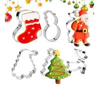 Christmas Cookie Cutters - Christmas Cookie Cutter Moulds | Creative Cookie Mold Set of 6 Christmas Cookie Cutters, Reindeer Snowman, Christmas Tree, Santa Claus, Biscuit Mould In For