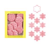 Christmas Cookie Cutters, Snowflake Cookie Cutter Set with Stamps, 9/10PCS 3D Snowflake Plunger Design, Detailed Creates