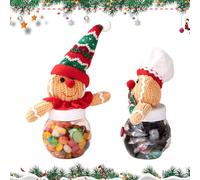 Christmas Cookie Jar, 2 Pieces 16 X 13cm Gingerbread Man Clear plas/tic Candy Jars With Lids, For Christmas Sweets Chocolates Candies Biscuits Nuts Containers Kitchen Décor