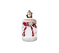 Christmas Cookie Jar Glass with Ceramic Novelty Lid for Christmas Sweets Chocolates Candies Biscuits Nuts Containers Kitchen Decor (Penguin)