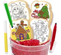 Christmas Cookie Kit Gift For Kids Decorating | 4 Jumbo Cookies + 3 Edible Markers | Holiday Coloring Activity