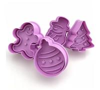 Christmas Cookie Molds 3D Snowman Bell Christmas Tree Biscuits Cutter Sugarcraft Fondant Cake Mold Xmas Party Decoration Baking Tools 4pcs..