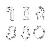Christmas Cookie Moulds, 6 Pieces Candy Canes Snowflakes Baking Tools Festive Cookie Cutters Christmas Shapes - for Fondant Cheese Dessert Pastry Treat Winter Holiday Party Decoration Children