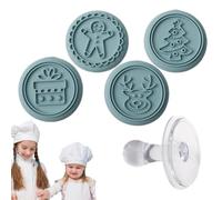 Christmas Cookie Stamp Round Non-Stick Reusable Smooth | Cookie Cutter Mold Press Set for Kitchen Bakery Home Cafe Restaurant School Classroom Studio Canteen Blue