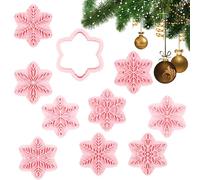 Christmas Cookie Stamps - 3D Pastry Cutters, Snowflake Baking Molds | 9 Piece Set Variety, Portable Festive Cookie Impressions, Holiday Baking Supplies Party Kitchen Tools