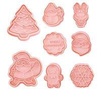 Christmas Cookie Stamps Christmas Cookie Cutter 8PCS/Set Reusable 3D Cute Santa Claus Xmas Tree Snowman Gingerbread Man