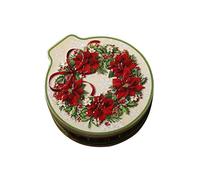 Christmas Cookie Tins Candy Box Round Biscuit Can Wreath Pattern Cookie Candy Tins for Xmas Party
